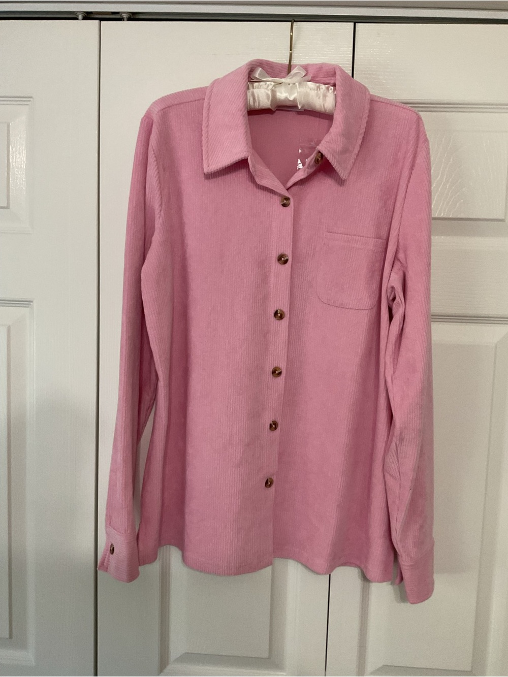 Kim Gravel Pink Corduroy Button-Up Shirt Jacket